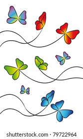 colorful butterflies elements for design isolated over white background