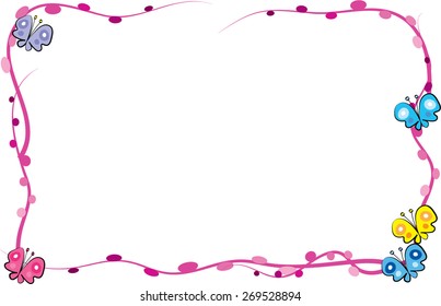 Colorful Butterflies Flowers Rectangle Frame Stock Vector (Royalty Free ...