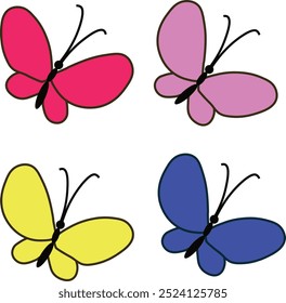 colorful butterflies are flying, easy to edit, stock vector