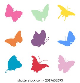 Colorful butterflies icons on white background