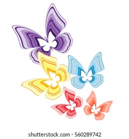  colorful butterflies isolated on white