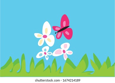 colorful butterflies like flowers in the meadow