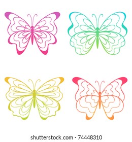 Colorful butterflies logos. Vector illustration.