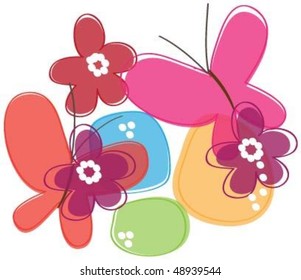 Colorful butterflies on flowers