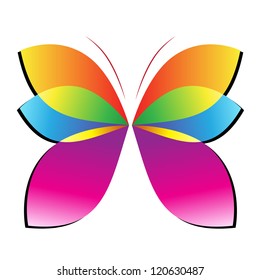 colorful butterflies on white background for design