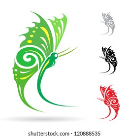 colorful butterflies on white background for design