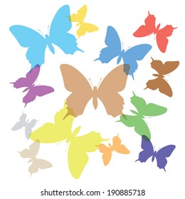 Colorful butterflies on a white background