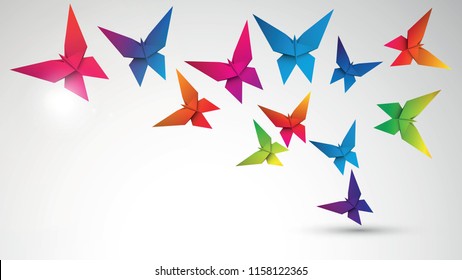 Colorful Butterflies Origami Vector