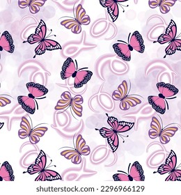 Colorful butterflies pattern with glittering figures