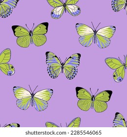 Colorful butterflies seamless pattern for summer fabric, stationery, wallpaper or print material.