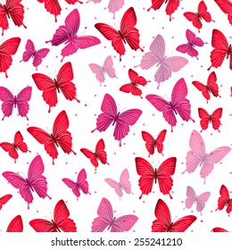 Colorful Butterflies Seamless Pattern. Vector Illustration