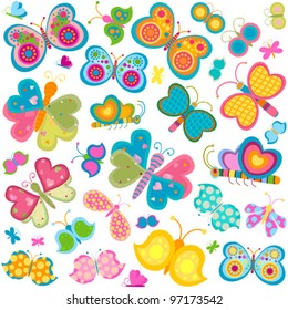 colorful butterflies set