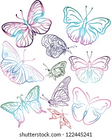 colorful butterflies silhouettes