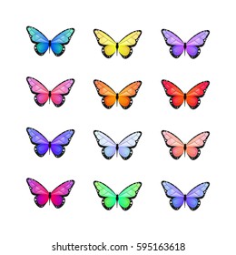 Colorful Butterflies. Vector illustration. Butterfly. Vector illustration. Colorful butterfly on white background. Vector set