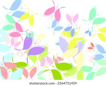 Colorful butterflies watercolor isolated on white background.  Butterfly line hand painted simple lines