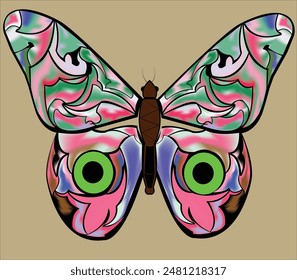 colorful butterfly art, logo, wall decoration,

