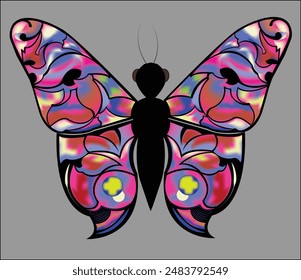 colorful butterfly art, logo, wall decoration,
