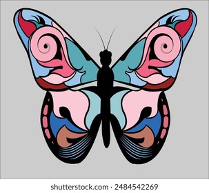colorful butterfly art, logo, wall decoration,