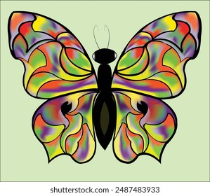colorful butterfly art, logo, wall decoration,