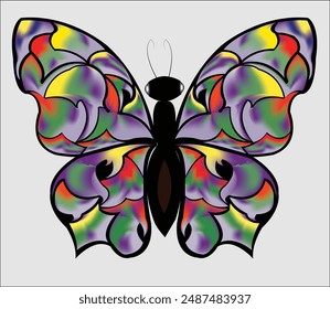 colorful butterfly art, logo, wall decoration,