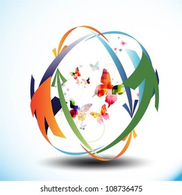 Colorful butterfly background vector