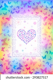 Colorful butterfly card with abstract background