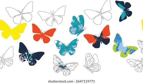 Colorful Butterfly Collection Artwork Representing Change Transformation Beauty and Delicate Nature Aspects