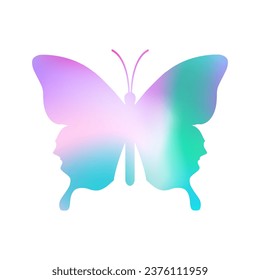 Colorful Butterfly, color vibration isolated on white background
