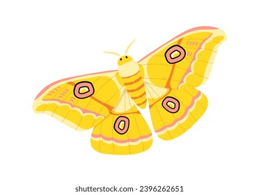 Colorful butterfly concept. Yellow insect with wings. Fauna and wild life. Beauty, aesthetics and elegance. Social media sticker. Cartoon flat vector illustration isolated on white background