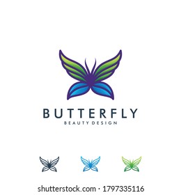 plantilla de logotipo de imagen de degradado de degradado de mariposa colorida. Concepto de vector de diseño abstracto animal