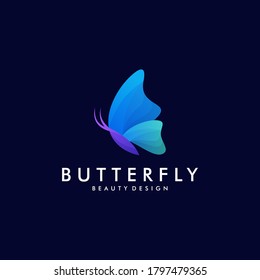 colorful butterfly gradient artwork logo template. Animal abstract design vector concept