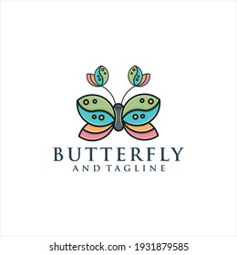 colorful butterfly gradient artwork logo template. Animal abstract design vector concept.
