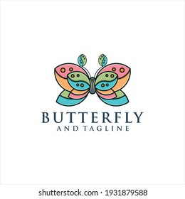 colorful butterfly gradient artwork logo template. Animal abstract design vector concept.