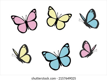 colorful butterfly hand drawn design vector