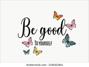 Colorful Butterfly Hand Drawn Positive Quote Stock Vector (Royalty Free ...