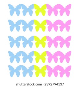 Colorful butterfly icons. Pink, yellow and blue butterfly icon. Vector of butterfly.