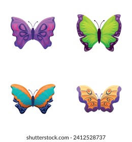 Colorful butterfly icons set cartoon vector. Collection of various butterfly. Entomology, zoology