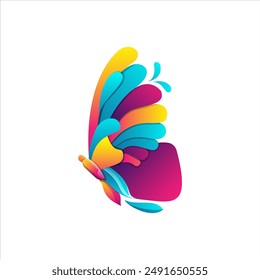 Colorful butterfly illustration design with gradient appearance