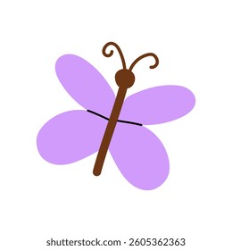 Colorful butterfly illustration with simple design in pastel shades and minimal details