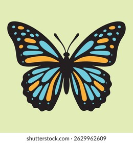 Colorful Butterfly Illustration – Vibrant Nature Insect Art Icon. A vibrant and detailed butterfly illustration showcasing a wide range of bright, eye-catching colors and intricate wing patterns.