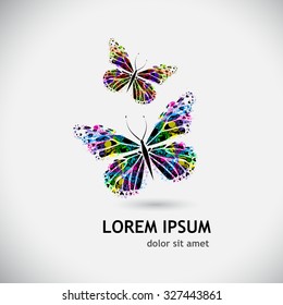 Colorful butterfly of the ink spots. Vector