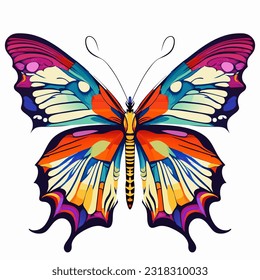 Colorful butterfly, isolated on a white background. Vector illustration.