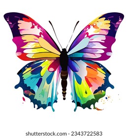 Colorful butterfly, isolated on a white background. Vector illustration.