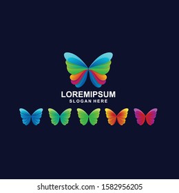 Colorful butterfly logo design premium