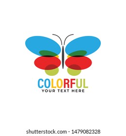Colorful butterfly logo design template vector isolated