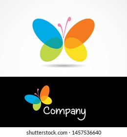 Colorful butterfly logo formed by oval shapes
