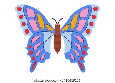 Colorful Butterfly logo isolated. Butterfly illustration. Beautiful insects isolated on white background. Spring summer seasons butterfly. design element. Vector illustration