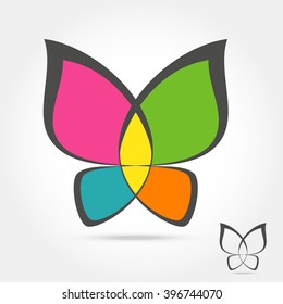 Colorful Butterfly Logo On White Background ,isolate Vector Illustration