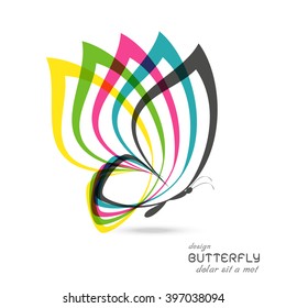 Colorful butterfly logo on white background ,isolate Vector illustration