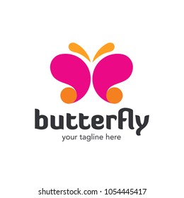 Colorful butterfly logo. Overlay transparent sheets style.